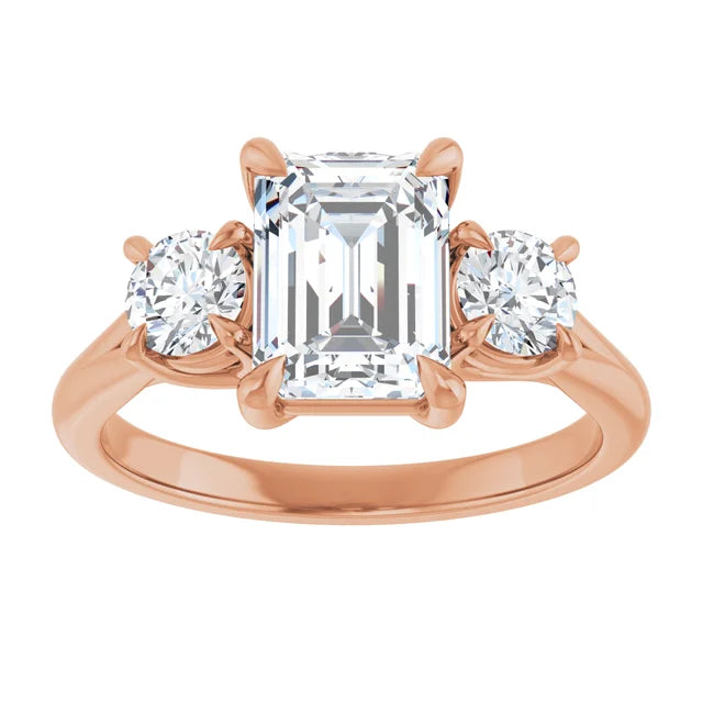 Emerald Rose Gold Accent Engagement Ring