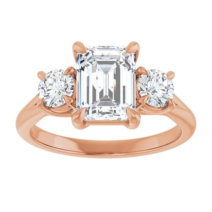 Emerald Rose Gold Accent Engagement Ring