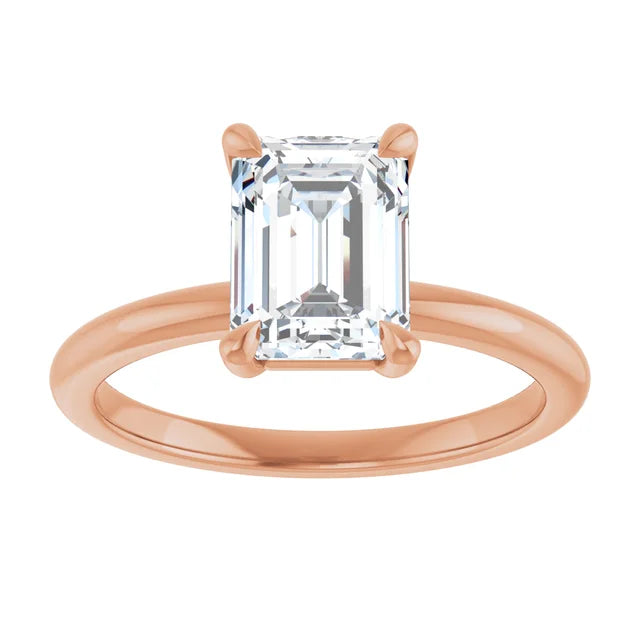 Emerald Rose Gold Solitaire Engagement Ring