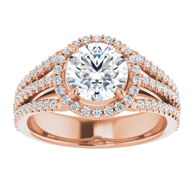 Round Brilliant Rose Gold Halo Style Engagement Ring
