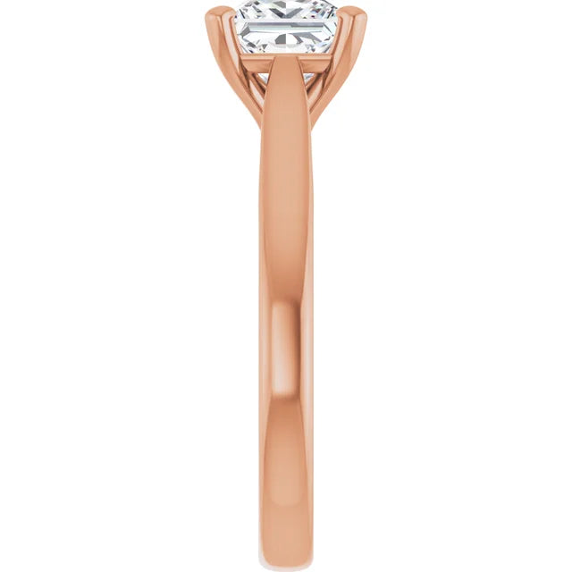 Four Claw Rose Gold Princess Solitaire Engagement Ring