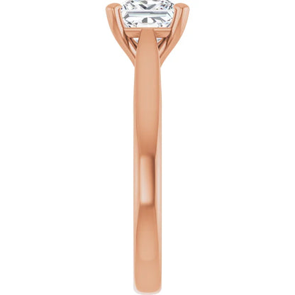 Four Claw Rose Gold Princess Solitaire Engagement Ring