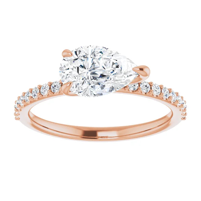 Pear Rose Gold East West Style Engagement Ring
