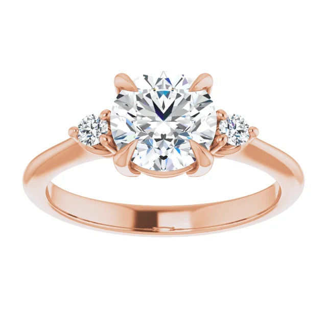 Round Brilliant Rose Gold Accent Engagement Ring