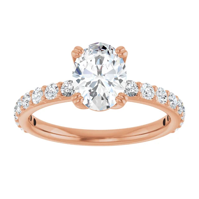 Oval Rose Gold Claw Set Style Engagement Ring