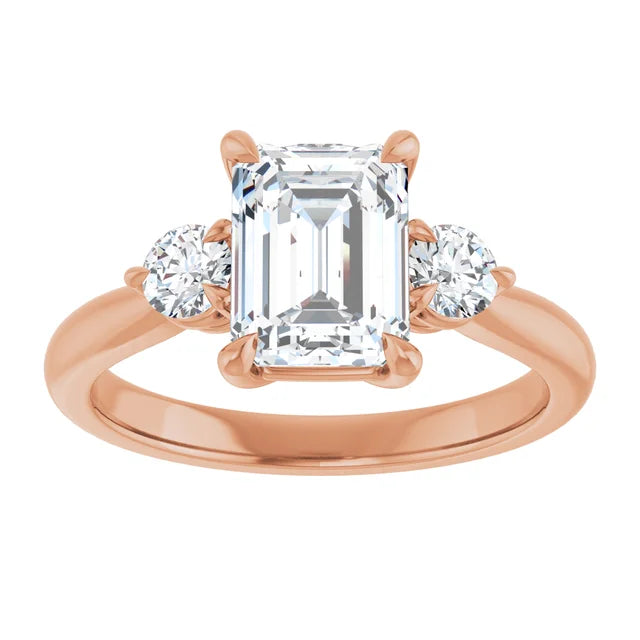 Emerald Rose Gold Accent Engagement Ring
