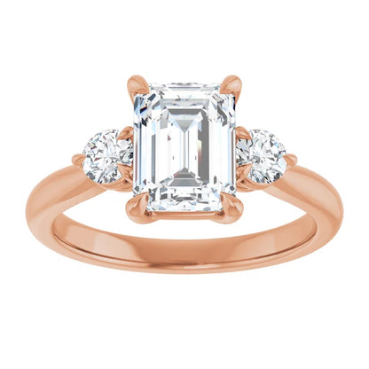Emerald Rose Gold Accent Engagement Ring