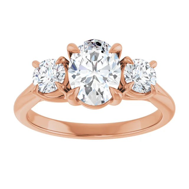 Oval Rose Gold Accent Engagement Ring
