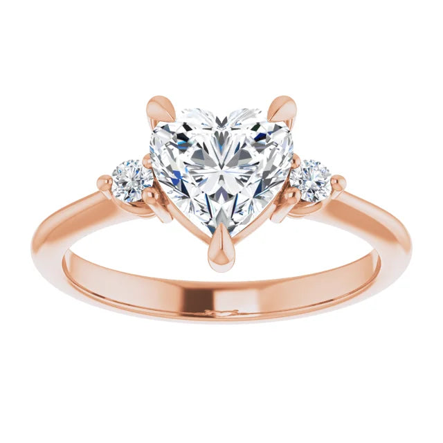 Heart Rose Gold Accent Engagement Ring