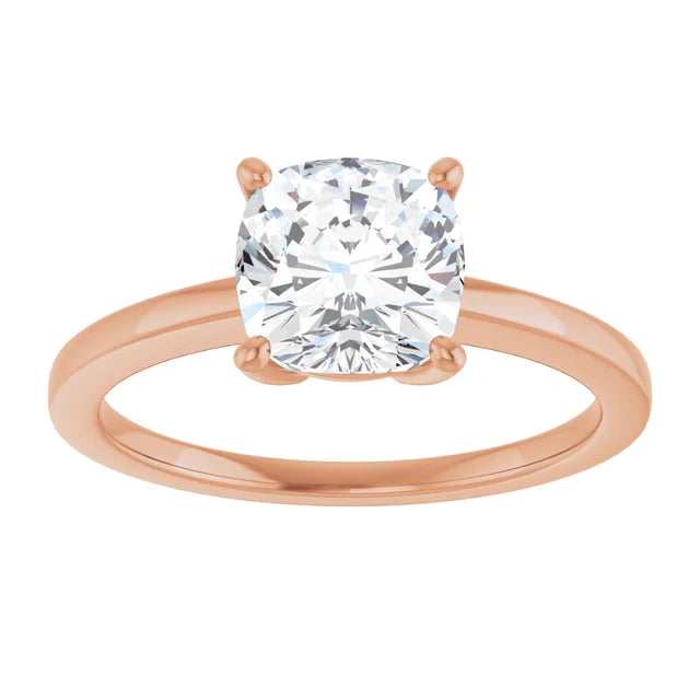 Cushion Rose Gold Solitaire Style Engagement Ring