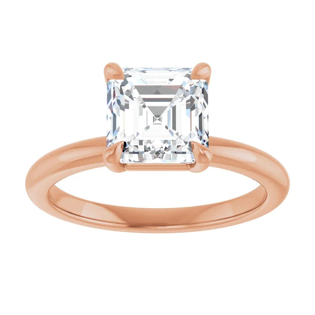 Asscher Rose Gold Solitaire Engagement Ring