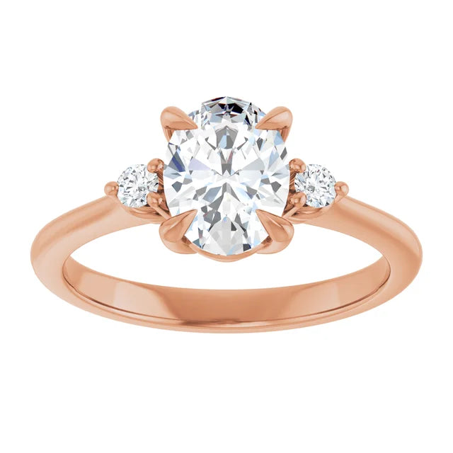 Oval Rose Gold Accent Engagement Ring