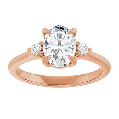 Oval Rose Gold Accent Engagement Ring