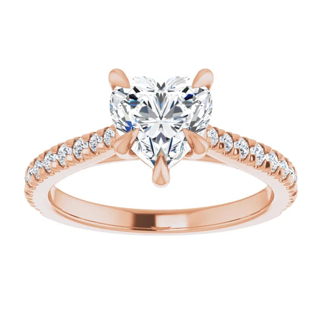 Heart Rose Gold Claw Set Style Engagement Ring
