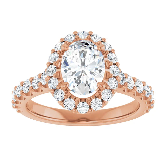 Oval Halo Rose Gold Style Engagement Ring