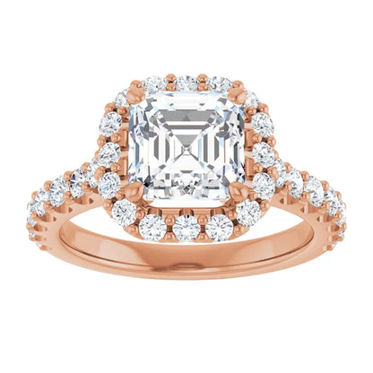 Asscher Halo Rose Gold Style Engagement Ring