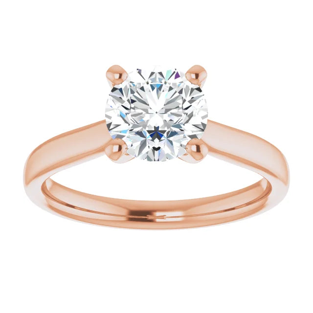 Four Claw Rose Gold Round Brilliant Solitaire Engagement Ring