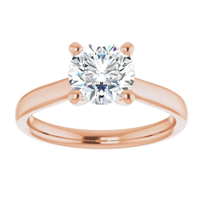 Four Claw Rose Gold Round Brilliant Solitaire Engagement Ring
