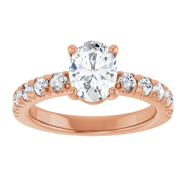 Oval Rose Gold Four Claw Set Style Engagement Ring