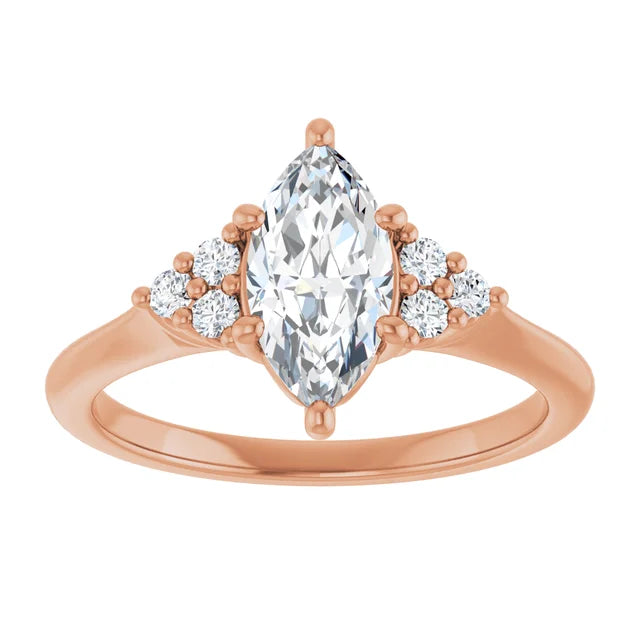 Marquise Rose Gold Antique Inspired Design Engagement Ring