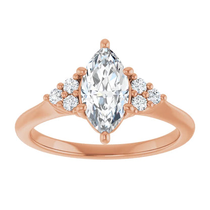 Marquise Rose Gold Antique Inspired Design Engagement Ring