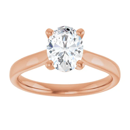Four Claw Rose Gold Oval Solitaire Engagement Ring