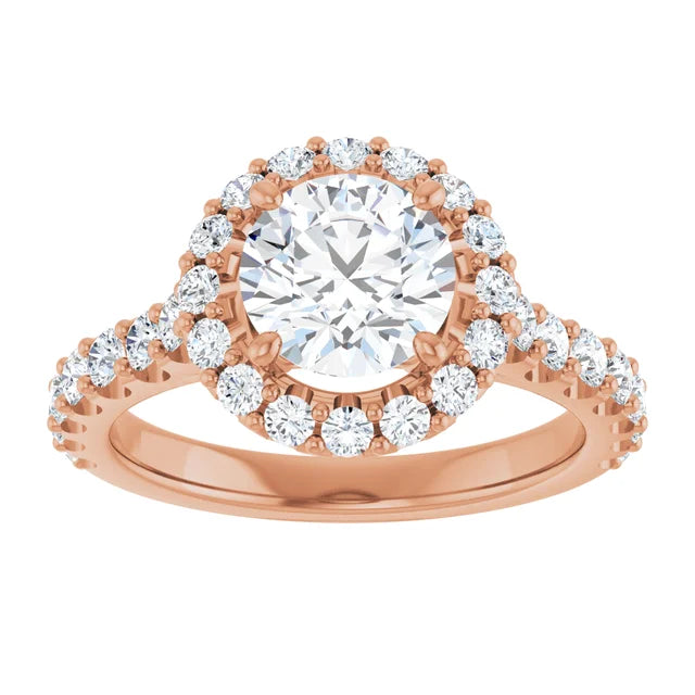 Round Brilliant Halo Rose Gold Style Engagement Ring