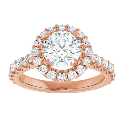 Round Brilliant Halo Rose Gold Style Engagement Ring