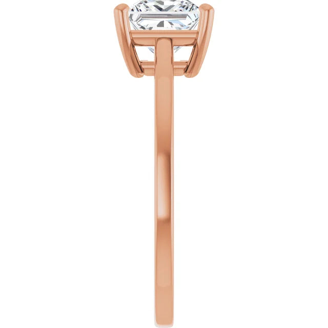 Princess Rose Gold Solitaire Style Engagement Ring
