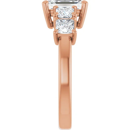 Emerald Rose Gold Multi Stone Accent Style Engagement Ring