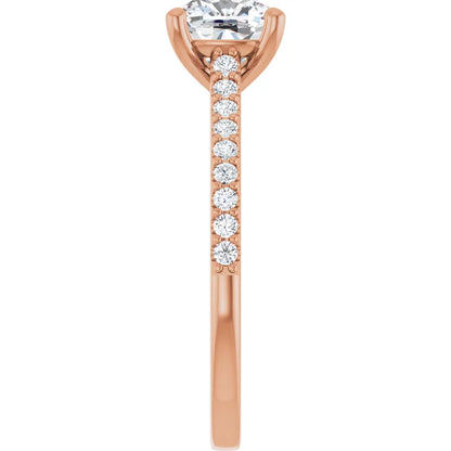 Cushion Rose Gold Pave Style Lab Diamond Engagement Ring 