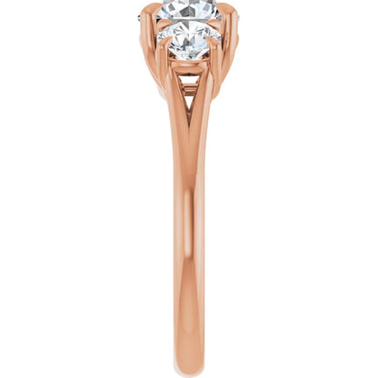 Round Brilliant Rose Gold Accent Engagement Ring