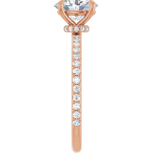 Oval Rose Gold Claw Set Style Engagement Ring 