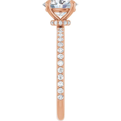 Oval Rose Gold Claw Set Style Engagement Ring 