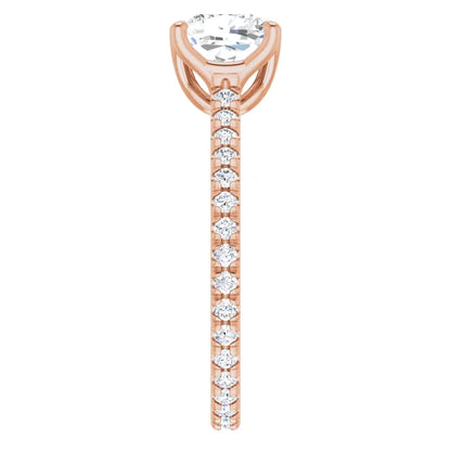 Cushion Rose Gold Claw Set Eternity Style Engagement Ring