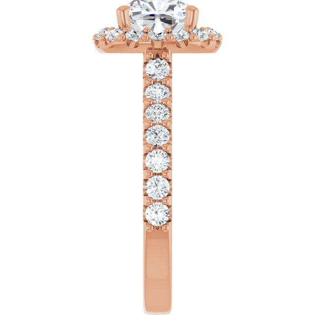 Cushion Halo Rose Gold Style Engagement Ring