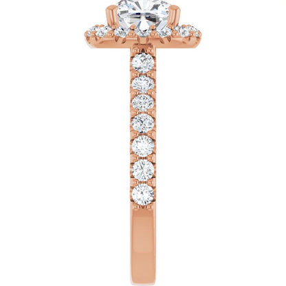 Cushion Halo Rose Gold Style Engagement Ring