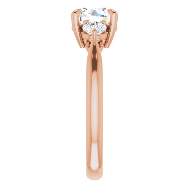 Round Brilliant Rose Gold Accent Engagement Ring