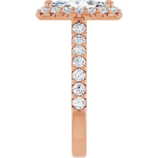 Marquise Halo Rose Gold Style Engagement Ring