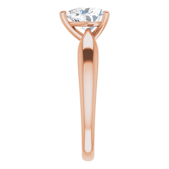 Heart Rose Gold Knife Edge Solitaire Engagement Ring