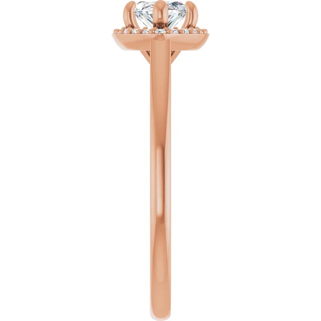 Marquise Rose Gold East West Halo Style Engagement Ring