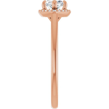 Marquise Rose Gold East West Halo Style Engagement Ring