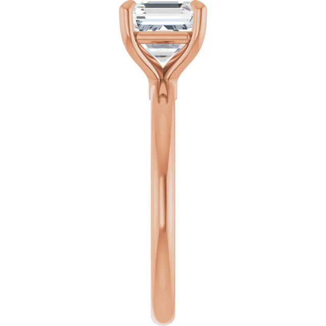 Asscher Rose Gold Solitaire Engagement Ring