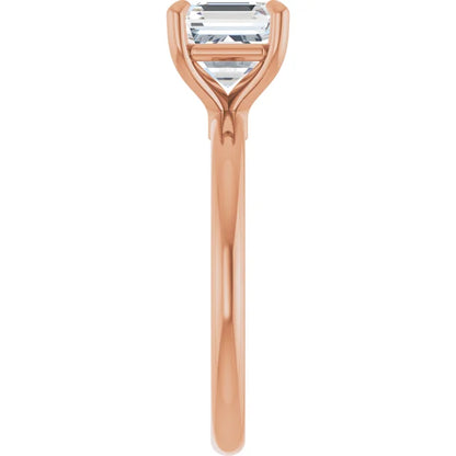 Asscher Rose Gold Solitaire Engagement Ring