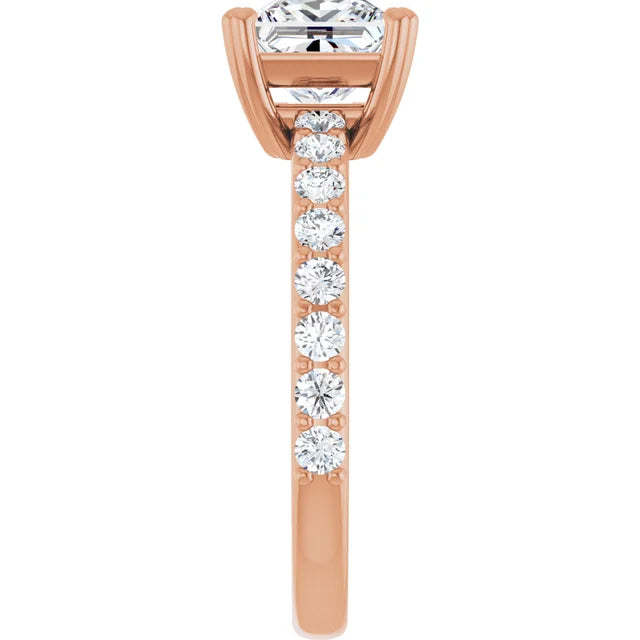 Princess Rose Gold Claw Set Style Engagement Ring