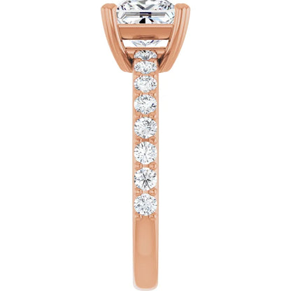Princess Rose Gold Claw Set Style Engagement Ring