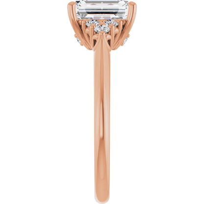 Emerald Rose Gold Antique Inspired Design Engagement Ring