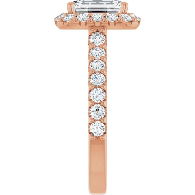 Emerald Halo Rose Gold Style Engagement Ring
