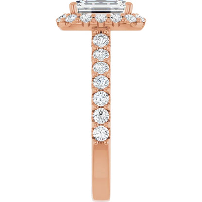 Emerald Halo Rose Gold Style Engagement Ring