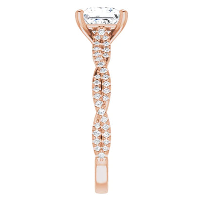 Princess Rose Gold Twist Style Engagement Ring